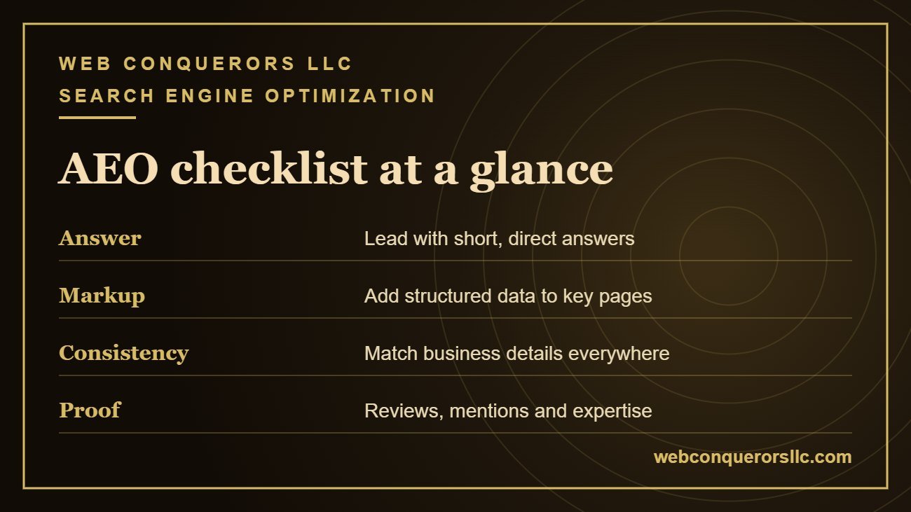 Answer engine optimization Arizona checklist