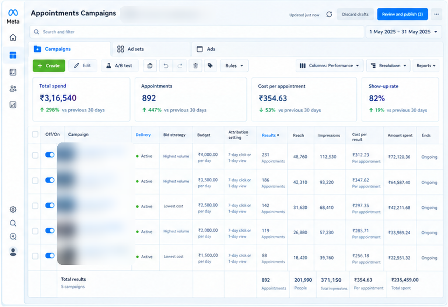 Appointments - Browser view