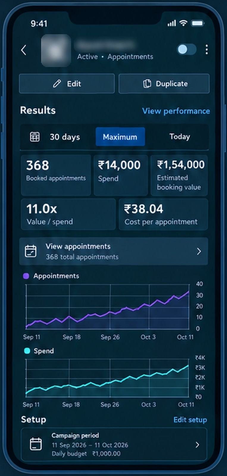 Appointments - App view · sample data